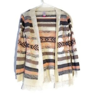 No boundaries peach and gray southwest cardigan